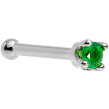 Load image into Gallery viewer, Solid 14K White Gold 1.5mm Genuine Emerald Nose Ring
