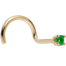 将图片加载到图库查看器，Solid 14K Yellow Gold 1.5mm Genuine Emerald Nose Ring
