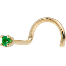 将图片加载到图库查看器，Solid 14K Yellow Gold 1.5mm Genuine Emerald Nose Ring
