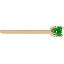 将图片加载到图库查看器，Solid 14K Yellow Gold 1.5mm Genuine Emerald Nose Ring

