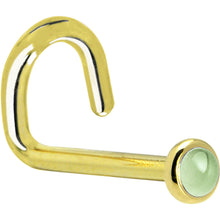 Load image into Gallery viewer, Solid 14K Yellow Gold 2mm Genuine Peridot Nose Ring

