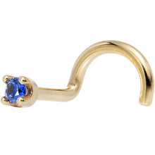 Load image into Gallery viewer, Solid 14K Yellow Gold 1.5mm Genuine Blue Sapphire Nose Stud Ring
