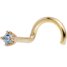 Load image into Gallery viewer, Solid 18K Yellow Gold 1.5mm Genuine Topaz Nose Ring
