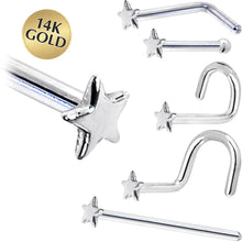 将图片加载到图库查看器，Solid 14K White Gold Star Nose Ring
