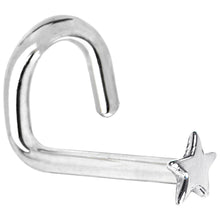 将图片加载到图库查看器，Solid 14K White Gold Star Nose Ring
