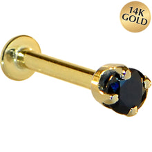 Load image into Gallery viewer, 16G Solid 14K Yellow Gold 3mm Black Cubic Zirconia Tragus Earring Stud
