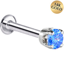 Load image into Gallery viewer, 16G Solid 14K White Gold 3mm Arctic Cubic Zirconia Tragus Earring Stud
