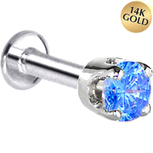 Load image into Gallery viewer, 16G Solid 14K White Gold 3mm Arctic Cubic Zirconia Tragus Earring Stud
