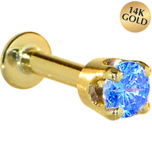 Load image into Gallery viewer, 16G Solid 14K Yellow Gold 3mm Arctic Cubic Zirconia Tragus Earring Stud
