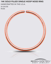 Load image into Gallery viewer, Single Hoop Nose 14k Rose Gold Filled Nose Hoop Ring
