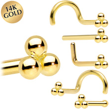 将图片加载到图库查看器，14k Yellow Gold 3mm Trinity Nose Ring
