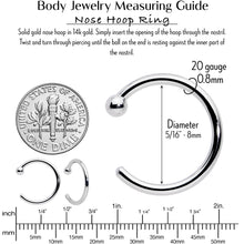 Load image into Gallery viewer, 20G 5/16 Solid 14K White Gold Nose Hoop
