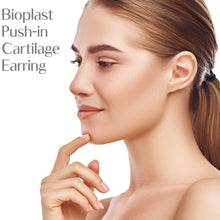 Load image into Gallery viewer, 16G 1/4 Solid 14K Yellow Gold 1.5mm CZ Bioplast Push in Cartilage Earring
