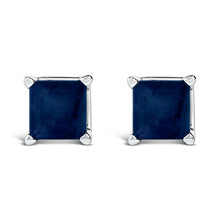 将图片加载到图库查看器，14K White Gold 5x5MM Princess Cut Purple Amethyst Solitaire Stud Earrings
