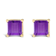 将图片加载到图库查看器，14K White Gold 5x5MM Princess Cut Purple Amethyst Solitaire Stud Earrings
