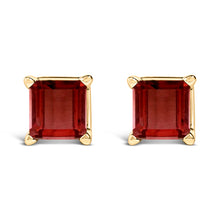 将图片加载到图库查看器，14K White Gold 5x5MM Princess Cut Purple Amethyst Solitaire Stud Earrings

