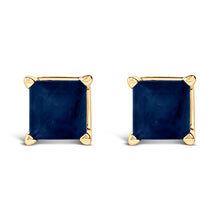 将图片加载到图库查看器，14K White Gold 5x5MM Princess Cut Purple Amethyst Solitaire Stud Earrings
