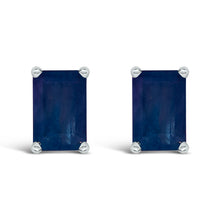 Load image into Gallery viewer, 14K White Gold 6x4MM Emerald Shaped Amethyst Solitaire Stud Earrings
