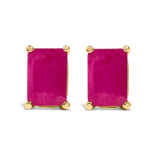Load image into Gallery viewer, 14K White Gold 6x4MM Emerald Shaped Amethyst Solitaire Stud Earrings
