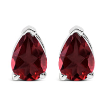Load image into Gallery viewer, 14K White Gold 6x4MM Pear Shaped Purple Amethyst Solitaire Stud Earrings
