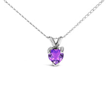 Load image into Gallery viewer, 14K White Gold 5X5 MM Heart Shaped Purple Amethyst Solitaire Pendant Necklace
