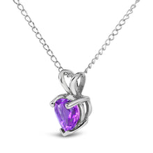 Load image into Gallery viewer, 14K White Gold 5X5 MM Heart Shaped Purple Amethyst Solitaire Pendant Necklace
