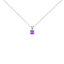 Load image into Gallery viewer, 14K White Gold 5x5 MM Square Shaped Purple Amethyst Solitaire Pendant Necklace
