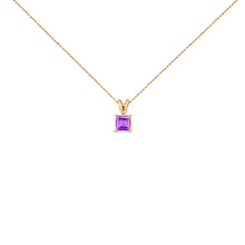 Load image into Gallery viewer, 14K White Gold 5x5 MM Square Shaped Purple Amethyst Solitaire Pendant Necklace
