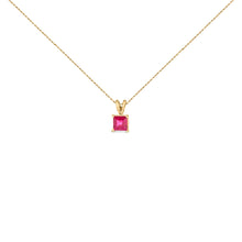 Load image into Gallery viewer, 14K White Gold 5x5 MM Square Shaped Purple Amethyst Solitaire Pendant Necklace
