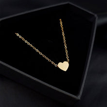 将图片加载到图库查看器，Stainless Steel Rose Gold Tone PVD Chain Dainty Heart Pendant Necklace
