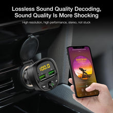 Load image into Gallery viewer, 3.4A Fast Black Car Charger FM Transmitter Bluetooth Dual USB Mobile Car Phone Charger Fast Charging MP3 TF Card Music Car Kit
