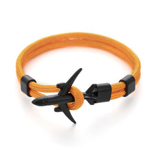 Load image into Gallery viewer, Elegant Modern Fashion Black Anchor Luxury Bracelets For Men And Women Charm Rope Chain Couple Bracelet Metal Airplane Leather Hooks Homme Jewelry
