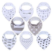 Load image into Gallery viewer, 8PCS/SET Pack Baby Bandana Organic Absorbent Soft Cotton Drool Bibsfor Teething And Feeding Bib For Baby and Kids Feeding
