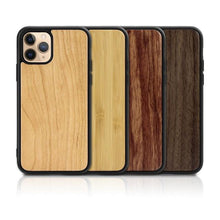 Load image into Gallery viewer, Vintage Wooded Back Case For iPhone 14 13 Mini 12 SE XR X S Max 8 7 Plus Genuine Bamboo Wooden Hard Phone case iPhone 11 Pro Max Strong Hard Protective Case For iPhone
