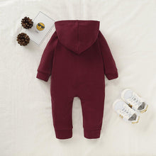 Load image into Gallery viewer, Newborn Clothing Solid Long Sleeve Hooded Button Pockets Romper Winter Warm Jumpsuit for Girls and Boys
