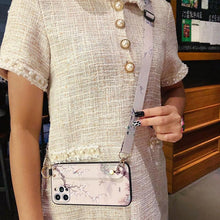 Load image into Gallery viewer, Ultra Luxury Case Cute Flower Design with Ring Kickstand Soft Crossbody Phone Cover for iPhone 13 14 Pro Max Case Fashion Crossbody Shoulder Strap Flower Leaf Phone Holder Cover for iPhone 12 11 X XR XS 7 8 Plus
