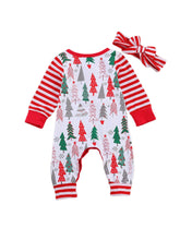 Load image into Gallery viewer, Newborn Baby Girls Boys Christmas Rompers Headband Jumpsuits 2pcs Santa Tree Print New Year Baby Romper
