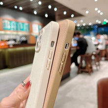 将图片加载到图库查看器，Trendy Slim Leather Case with Full Protection Luxury Leather Textured Case for iPhone 11 12 13 Soft Shockproof Cover Leather Case Compatible with iPhone 12 13 Pro Max Elegant Phone Case
