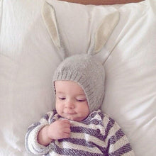 将图片加载到图库查看器，Mdoern Luxury Toddler Infant Knitted Baby Hat Adorable Rabbit Long Ear Hat Baby Bunny Beanie Cap Photo Props Cap
