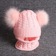 Load image into Gallery viewer, Cute Baby Hat &amp; Scarf Set Pompom Infant Baby Girl Winter Hat For Kids Warm Knitted for Girls

