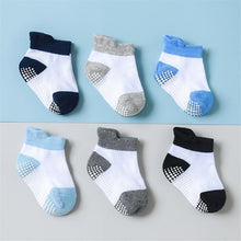 将图片加载到图库查看器，6 Pairs Cotton Baby 's Non-slip Boat Low Cut Floor Socks With Rubber Grips For Boys &amp; Girls Sock
