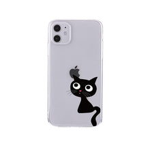 将图片加载到图库查看器，Cute Cartoons Black Cat Transparent Phone Cover For Iphone 14 14promax 14plus 13promax 13 12 11 Shockproof Clear Phone Case Adorable Soft Girls Print Cat Design Clear Cute Flexible Silicone Phone Case
