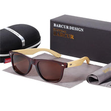 Load image into Gallery viewer, STEVVEX Bamboo Shades Dark Sunglasses Square Night Glasses Polarized Wood Handmade Eyewear For Women and Men With UV400 Protection
