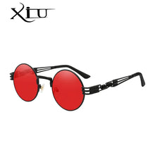 将图片加载到图库查看器，XIU Luxury Metal Sunglasses Men Round Sunglass Steampunk Coating Glasses Vintage Retro Lentes Oculos of Male Sun glasses
