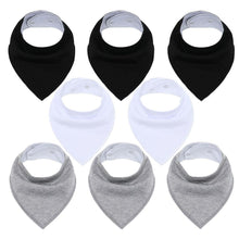 Load image into Gallery viewer, 8PCS/SET Comfortable Colorful 100% Organic Cotton Adjustable Snaps Bandana Saliva Bibs For Baby Boys &amp; Girls Kids
