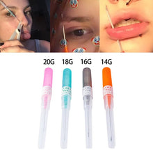 将图片加载到图库查看器，1-4pcs Body Piercing Needles Catheter Cannula Tools Kit Surgical Steel Sterilized Tattoo Needle Nose Lip Jewelry 14G 16G 18G 20G

