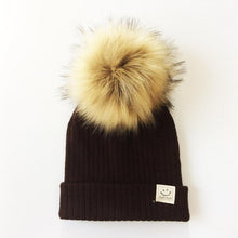 将图片加载到图库查看器，Winter Baby Boy Girl Artificial Pompom Knitted Hat Toddler Kids Caps With Pompon for Newborn
