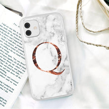 Load image into Gallery viewer, White A-Z Marble Texture Phone Cover For Iphone 12 Mini Soft Silicone Back Case Solid Name Phone Case Luxury Screen Camera Protection Shockproof Soft Cover
