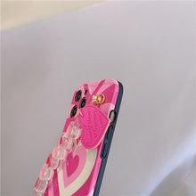 Load image into Gallery viewer, Cute Heart Chain Cute Case Luxury 3D Love Heart Wristband Girl Soft Case For iPhone 14 13 11 12 Pro Max 7 8 Plus Xr X Xs Silicone Phone Cover  Cute Case Luxury Hearts Case Camera Cover Protective Soft Slim Girly Case Designed for iPhone

