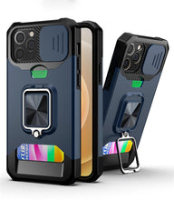 Load image into Gallery viewer, Heavy Duty Kickstand Stand Ring Shockproof Protective Cases Cover Camera Protection Magnetic Holder Case For iPhone 14 13 12 Pro Max Shockproof Card Slot Stand Cover
